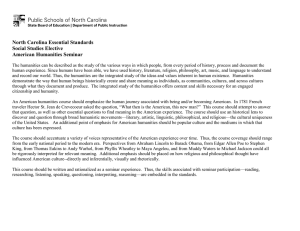 North Carolina Essential Standards Social Studies Elective American Humanities Seminar