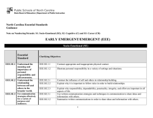 EARLY EMERGENT/EMERGENT (EEE)  North Carolina Essential Standards Guidance