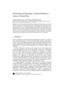 Information and Meaning: Use-Based Models in Arrays of Neural Nets