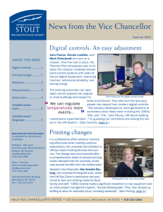 lor News from the Vice Chancel Digital controls: An easy adjustment