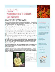 Administrative &amp; Student Life Services SHADOWING DAVID KARIS