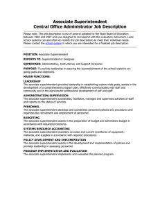 Associate Superintendent Central Office Administrator Job Description