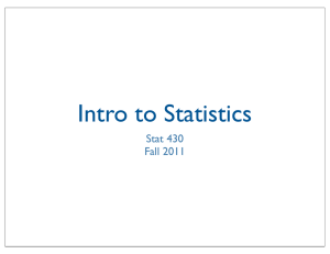 Intro to Statistics Stat 430 Fall 2011