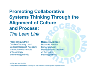 Promoting Collaborative g Systems Thinking Through the Alignment of Culture