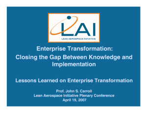 Enterprise Transformation: Closing the Gap Between Knowledge and Implementation
