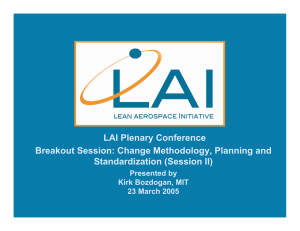 LAI Plenary Conference Breakout Session: Change Methodology, Planning and Standardization (Session II)