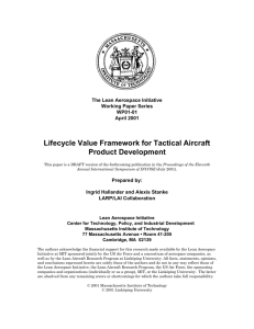 Lifecycle Value Framework for Tactical Aircraft Product Development