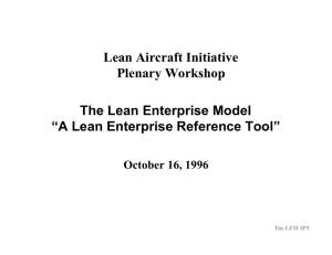 Lean Aircraft Initiative Plenary Workshop The Lean Enterprise Model