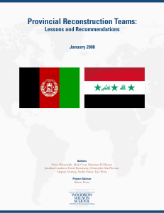 Provincial Reconstruction Teams: Lessons and Recommendations January 2008
