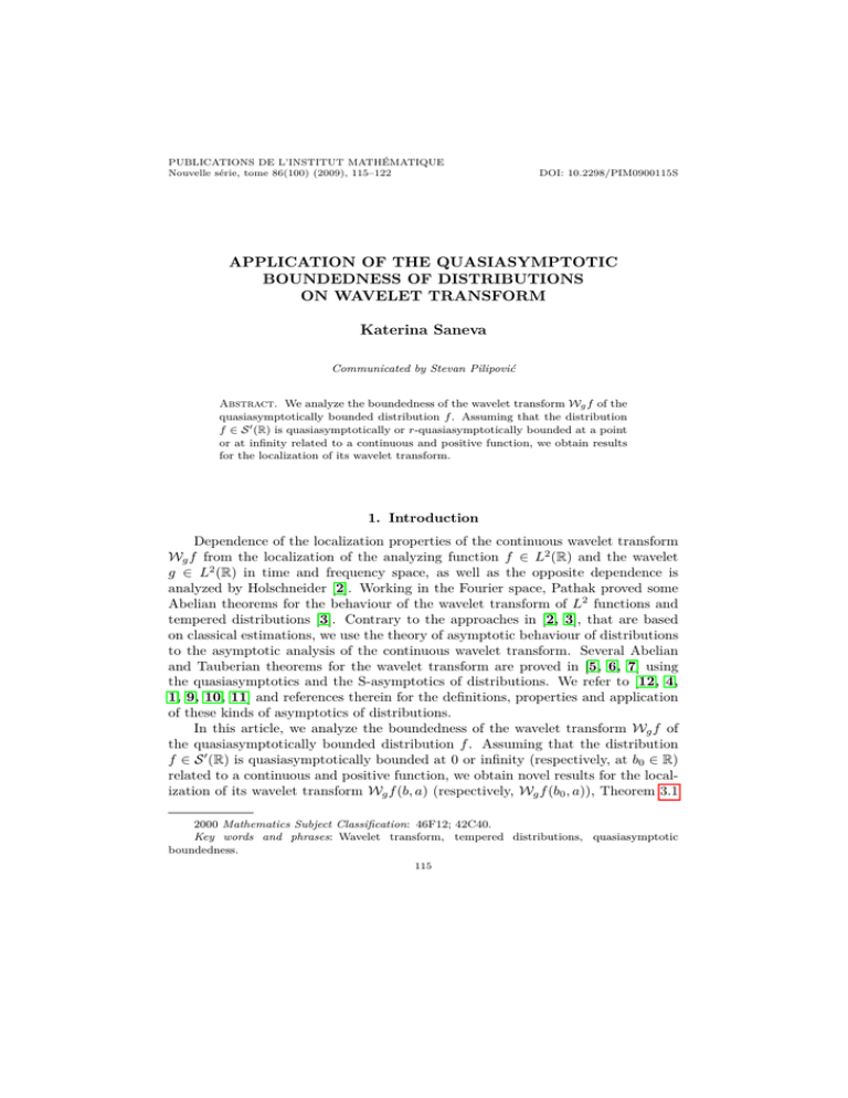 PUBLICATIONS DE L’INSTITUT MATHÉMATIQUE Nouvelle série, tome 86(100) (2009), 115–122 DOI: 10.2298/PIM0900115S