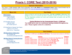 Praxis I: CORE Test (2015-2016)  General Information