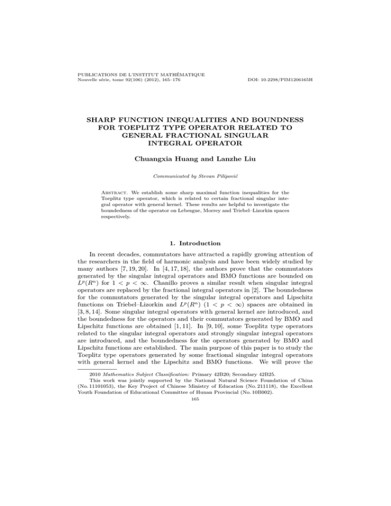PUBLICATIONS DE L’INSTITUT MATHÉMATIQUE Nouvelle série, tome 92(106) (2012), 165–176 DOI: 10.2298/PIM1206165H