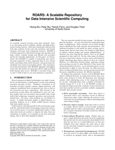 ROARS: A Scalable Repository for Data Intensive Scientific Computing