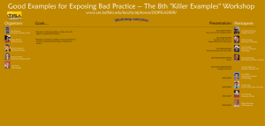 Good Examples for Exposing Bad Practice -- The 8th &#34;Killer... www.cse.buffalo.edu/faculty/alphonce/OOPSLA2009/ Organizers Participants