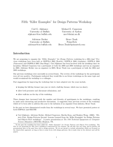 Fifth “Killer Examples” for Design Patterns Workshop