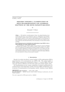 REMARKS TOWARDS A CLASSIFICATION OF (3)-TRANSFORMATIONS AND ALGEBRAIC RS