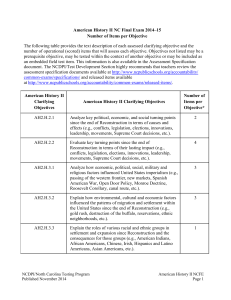American History II NC Final Exam 2014–15