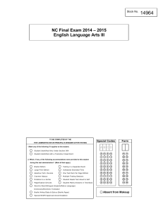 14964 NC Final Exam 2014 – 2015 English Language Arts III Special Codes