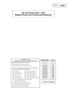 14966 NC Final Exam 2014 – 2015 Mutiple-Choice and Constructed Response Special Codes