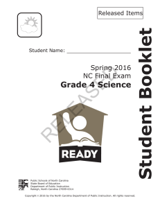 RELEASED Student Booklet Grade 4 Science Spring 2016