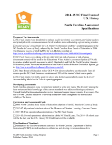 U.S. History North Carolina Assessment Specifications