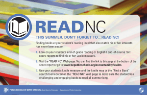 READ NC This summer, don’T forgeT To…reAd nC!