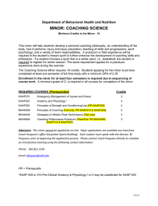 MINOR: COACHING SCIENCE  Department of Behavioral Health and Nutrition