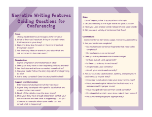 Narrati ve Wri ting Features Guiding Questions for Conferencing