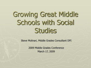 Growing Great Middle Schools with Social Studies Steve Molinari, Middle Grades Consultant DPI