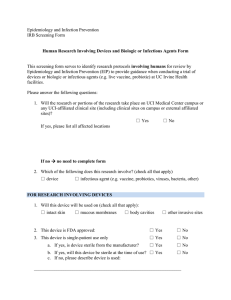 Epidemiology and Infection Prevention IRB Screening Form  involving humans