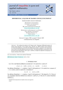 DIFFERENTIAL ANALYSIS OF MATRIX CONVEX FUNCTIONS II D E