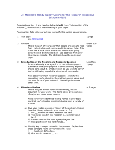 Dr. Marshall’s Handy-Dandy Outline for the Research Prospectus Ed Admin 615B