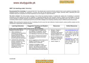 www.studyguide.pk UNIT 2 (in teaching order): Marketing