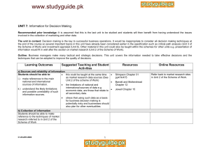 www.studyguide.pk UNIT 7: Information for Decision Making