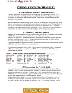 www.studyguide.pk INTRODUCTION TO CHEMISTRY  1.1 Approaching Chemistry: Experimentation