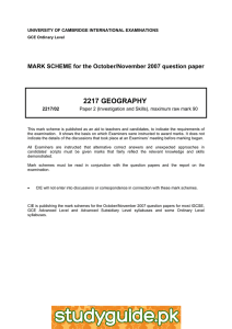 2217 GEOGRAPHY  MARK SCHEME for the October/November 2007 question paper