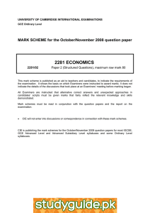 2281 ECONOMICS  MARK SCHEME for the October/November 2008 question paper