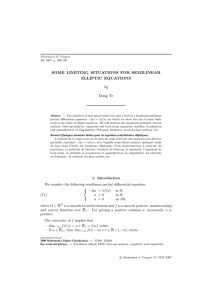 SOME LIMITING SITUATIONS FOR SEMILINEAR ELLIPTIC EQUATIONS by Dong Ye