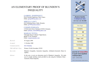 AN ELEMENTARY PROOF OF BLUNDON’S INEQUALITY GABRIEL DOSPINESCU MIRCEA LASCU