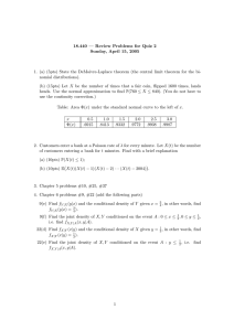 18.440 — Review Problems for Quiz 2 Sunday, April 15, 2005