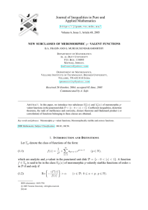 Journal of Inequalities in Pure and Applied Mathematics  NEW SUBCLASSES OF MEROMORPHIC