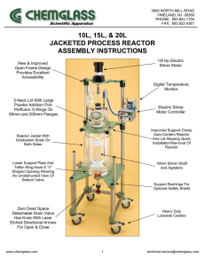 10L, 15L, &amp; 20L JACKETED PROCESS REACTOR ASSEMBLY INSTRUCTIONS