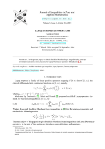 Journal of Inequalities in Pure and Applied Mathematics  LUPA ¸S-DURRMEYER OPERATORS