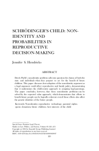 SCHRÖDINGER’S CHILD: NON- IDENTITY AND PROBABILITIES IN REPRODUCTIVE