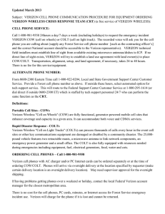 Updated March 2013 VERIZON WIRELESS CRISIS RESPONSE TEAM CELL PHONE SERVICE: