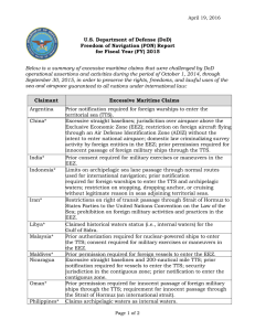 U.S. Department of Defense (DoD) Freedom of Navigation (FON) Report