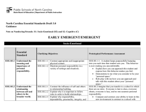 EARLY EMERGENT/EMERGENT  North Carolina Essential Standards Draft 3.0 Guidance