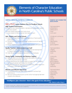 Elements of Character Education in North Carolina’s Public Schools ABCs PLUS