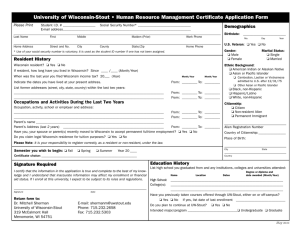 University of Wisconsin-Stout • Human Resource Management Certificate Application Form Demographics
