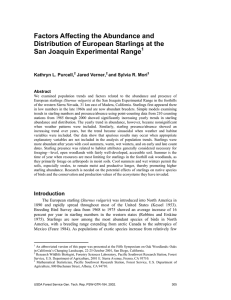 Factors Affecting the Abundance and Distribution of European Starlings at the
